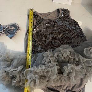 Grey Sequin Tulle Dress 9-12month,Tulle sequin dress w bow, Euro tutu dress NEW
